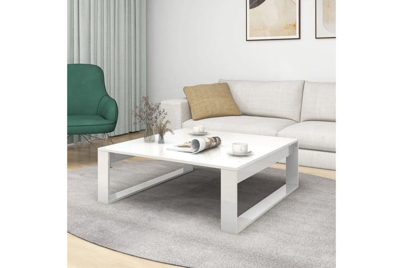 Soffbord vit högglans 100x100x35 cm spånskiva - Vit - Möbler - Bord & matgrupper - Soffbord