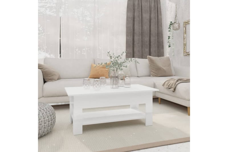 Soffbord vit högglans 102x55x42 cm spånskiva - Vit - Möbler - Bord & matgrupper - Soffbord
