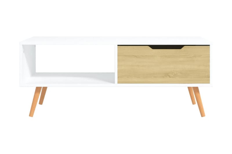 Soffbord vit och sonoma-ek 100x49,5x43 cm spånskiva - Beige - Möbler - Bord & matgrupper - Soffbord