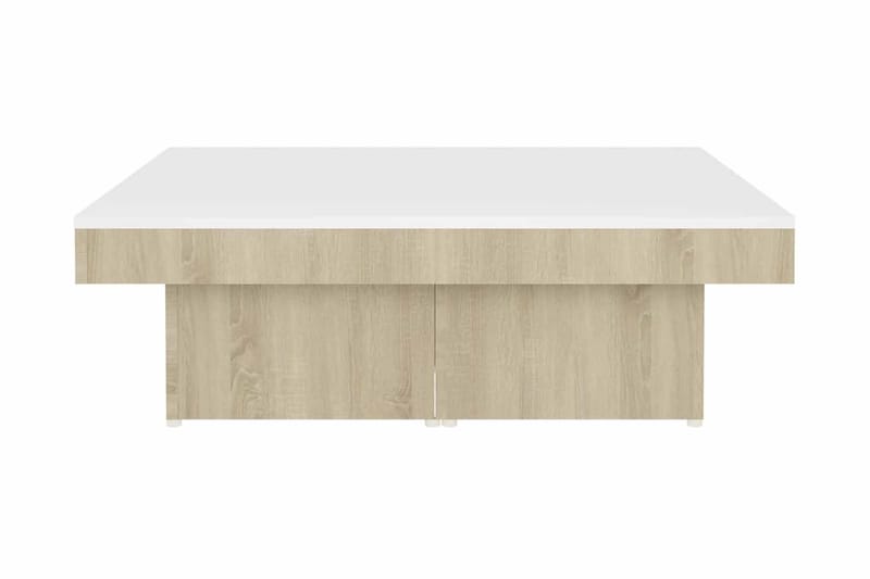 Soffbord vit och sonoma-ek 90x90x28 cm spånskiva - Vit - Möbler - Bord & matgrupper - Soffbord