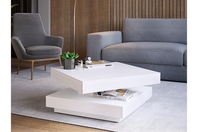 Stoliv Soffbord 70 cm Vridbart med Förvaring Hylla - Vit - Möbler - Bord & matgrupper - Soffbord