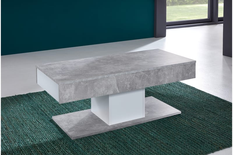 Swall Soffbord 110 cm med Förvaring Lådor - Betonggrå/Vit - Möbler - Bord & matgrupper - Soffbord