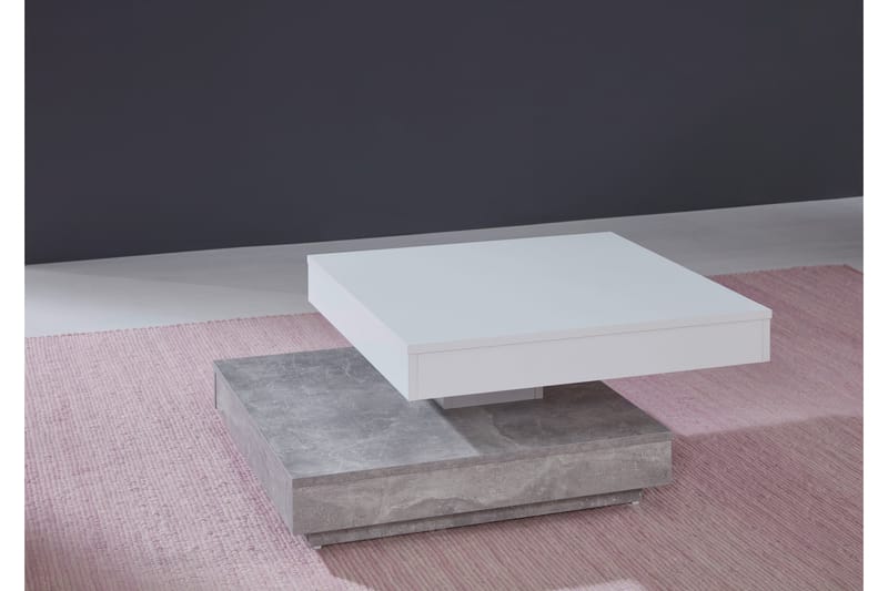 Swall Soffbord 70 cm med Förvaring Hyllor - Betonggrå/Vit - Möbler - Bord & matgrupper - Soffbord