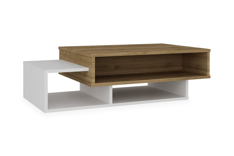 Tabate Soffbord 105 cm med Förvaring Hyllor - Vit/Valnötsbrun - Möbler - Bord & matgrupper - Soffbord