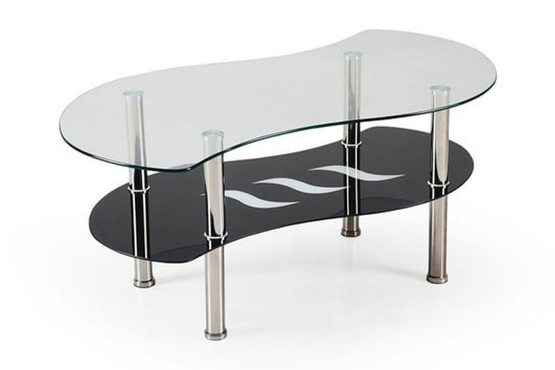 Tasman Soffbord 100 cm Ovalt med Förvaring Hylla - Glas/Svart - Möbler - Bord & matgrupper - Soffbord
