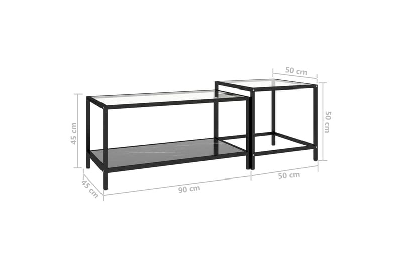 Tebord 2 st svart härdat glas - Svart/Glas - Möbler - Bord & matgrupper - Soffbord