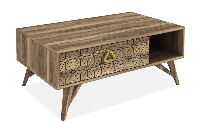 Tera Home Soffbord 90 cm med Förvaring Låda + Hylla Dekorera - Valnötsbrun - Möbler - Bord & matgrupper - Soffbord