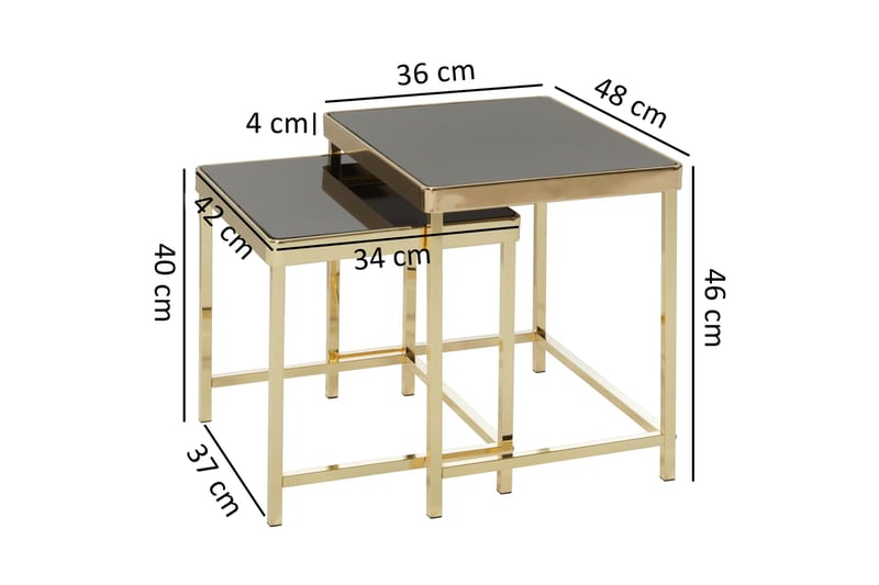 Thueson Satsbord 2-pack 36 cm - Guld|Svart - Möbler - Bord & matgrupper - Soffbord