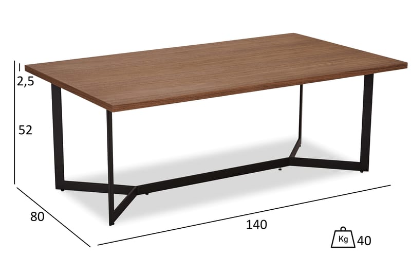 Tilney Soffbord 140 cm - Valnötsbrun/Svart - Möbler - Bord & matgrupper - Soffbord