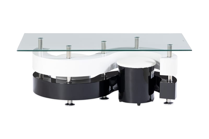 Turney Soffbord 130 cm - Glas/Vit/Svart - Möbler - Bord & matgrupper - Avlastningsbord - Brickbord & småbord