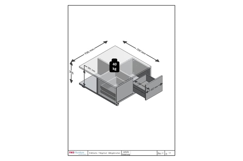 Twin Soffbord 70 cm med Förvaring Lådor på Hjul - Vit/Ljus Ekfärg - Möbler - Bord & matgrupper - Soffbord