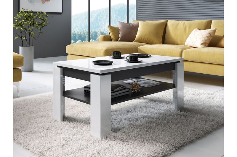 Vekerum Soffbord 100 cm med Förvaring Hylla - Vit/Grafitgrå - Möbler - Bord & matgrupper - Soffbord