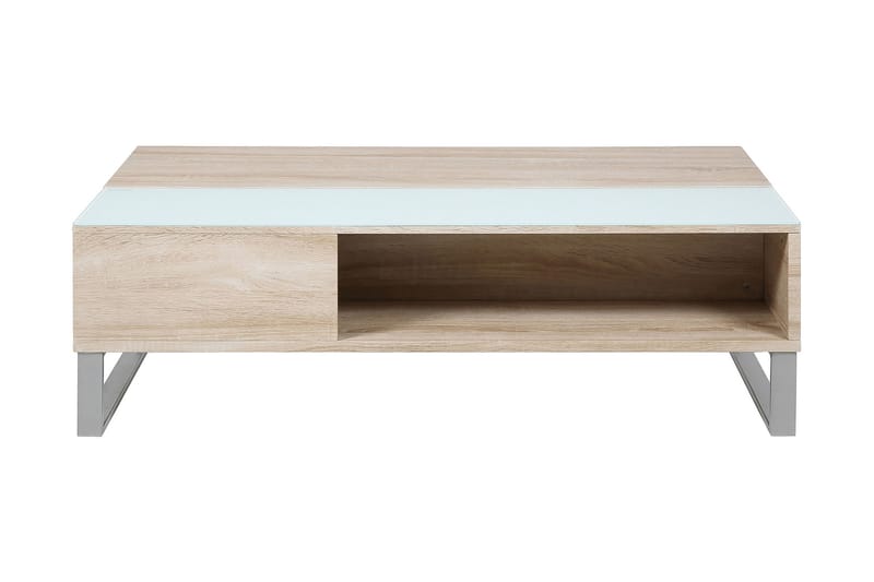 Vilhelmina Soffbord 110 cm med Förvaring Hylla - Glas/Ekfärg/Vit/Ljusgrå - Möbler - Bord & matgrupper - Soffbord