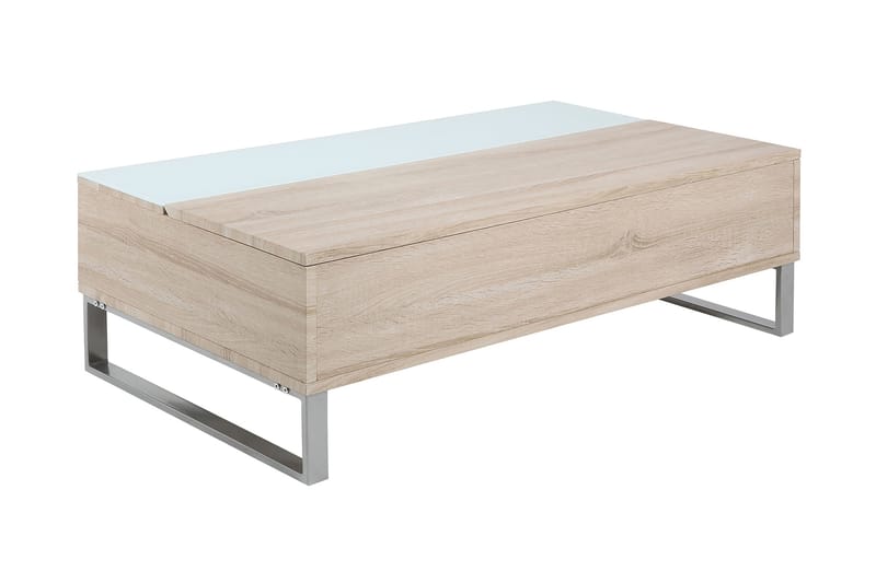 Vilhelmina Soffbord 110 cm med Förvaring Hylla - Glas/Ekfärg/Vit/Ljusgrå - Möbler - Bord & matgrupper - Soffbord