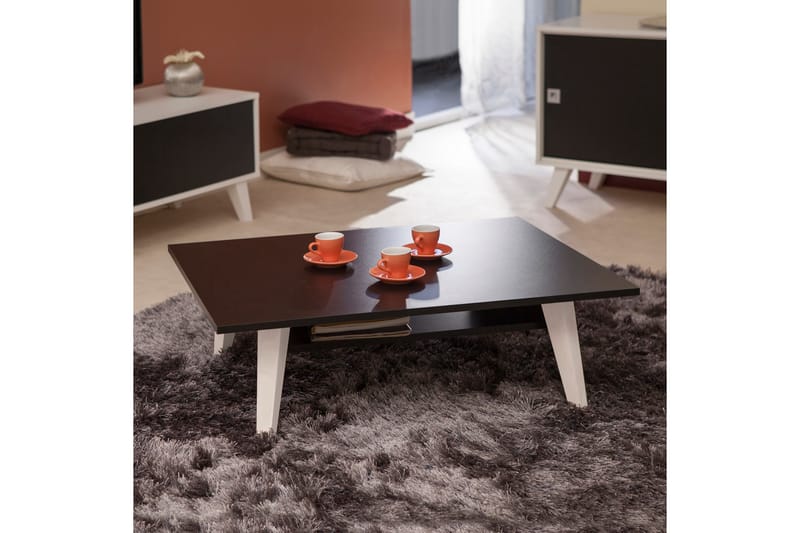 Vivien Soffbord 89 cm med Förvaring Hylla - Svart/Vit - Möbler - Bord & matgrupper - Soffbord