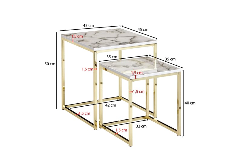 Willowdale Satsbord 45 cm - Vit/Grå/Guld - Möbler - Bord & matgrupper - Soffbord
