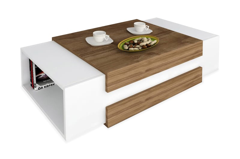 Winvar Soffbord 110 cm - Vit/Valnötsbrun - Möbler - Bord & matgrupper - Avlastningsbord - Sängbord & nattduksbord