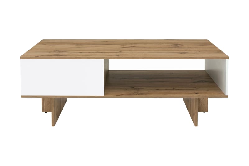 Zele Soffbord 120 cm med Förvaring Hylla - Natur/Vit - Möbler - Bord & matgrupper - Soffbord