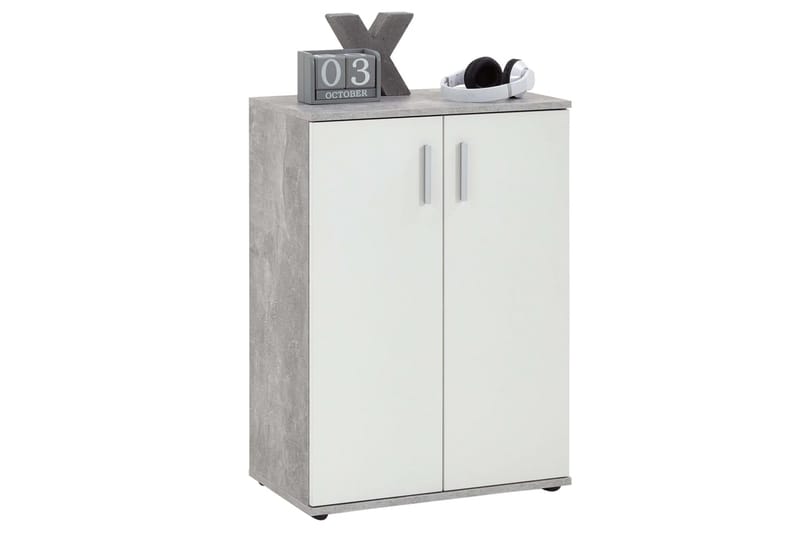 FMD Förvaringsskåp med 2 dörrar vit och grå - Vit - Möbler - Förvaring - Förvaringsskåp