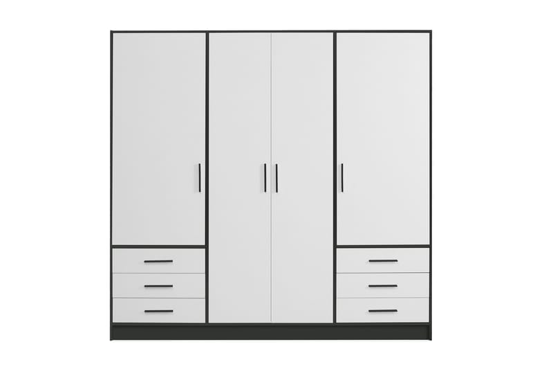 Ashgate Garderob 207 cm - Svart/Vit - Möbler - Förvaring - Garderober & garderobssystem