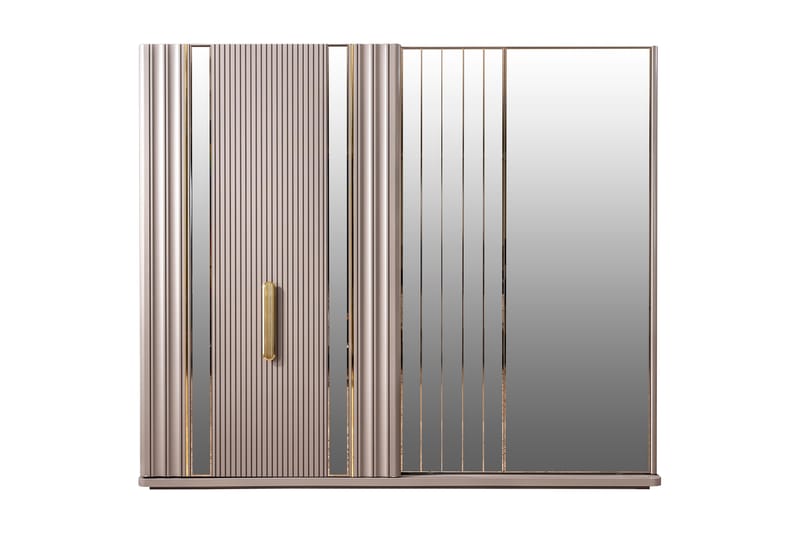 Florya Garderob 252x70 cm med Spegel - Beige/Guld - Möbler - Förvaring - Garderober & garderobssystem