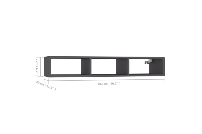 Vägghylla grå 102x30x17 cm spånskiva - Grå - Möbler - Förvaring - Hylla