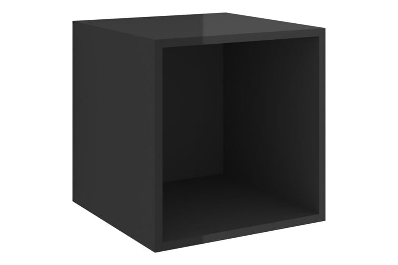 Väggskåp 4 st högglans svart 37x37x37 cm spånskiva - Svart - Möbler - Förvaring - Hylla