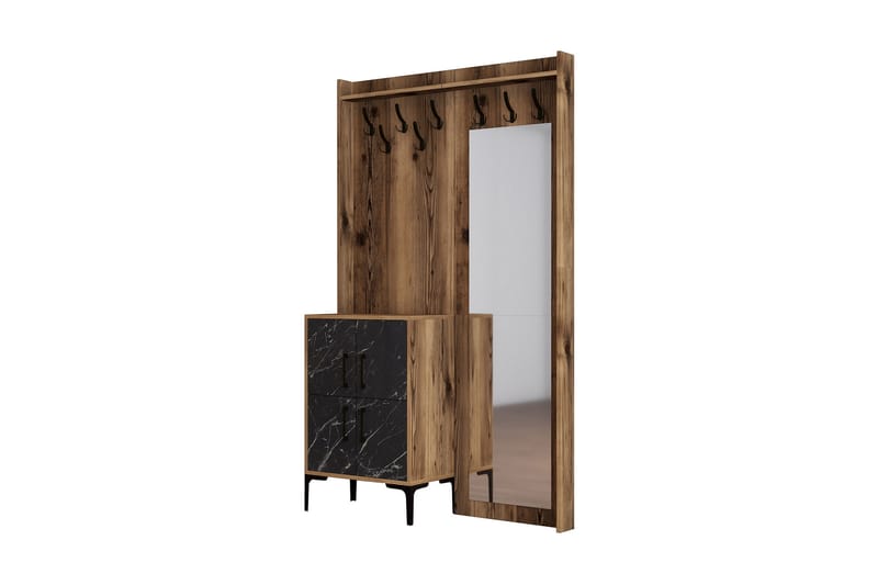 Retzow Hallmöbelset 120 cm - Mörkbrun/Svart - Möbler - Hallmöbler - Möbelset för hall & entre