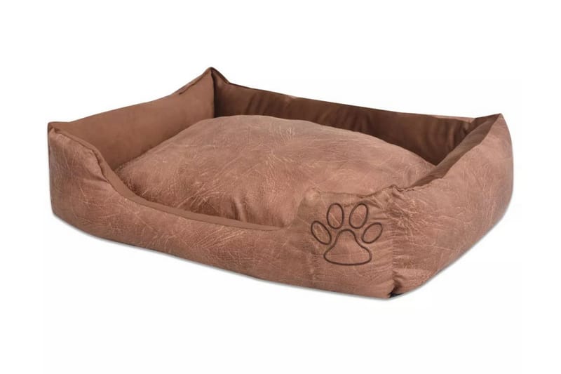 Hundbädd med kudde PU konstläder storlek XL beige - Beige - Möbler - Husdjursmöbler - Hundmöbler