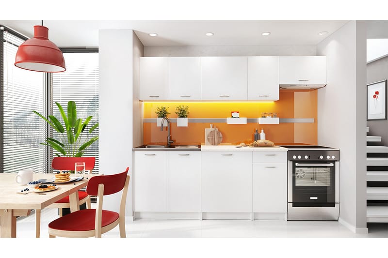 Teicher Köksmöbelset med Bänkskiva LED-belysning - Vit - Möbler - Möbelset - Möbelset för kök & matplats