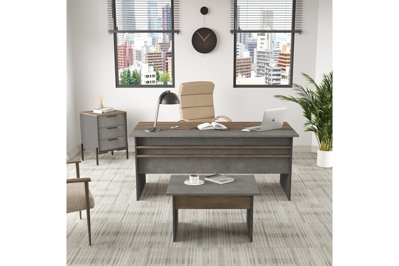 Desgrar Möbelset Kontor - Brun/Betonggrå/Antracit - Möbler - Möbelset - Möbelset för kontor