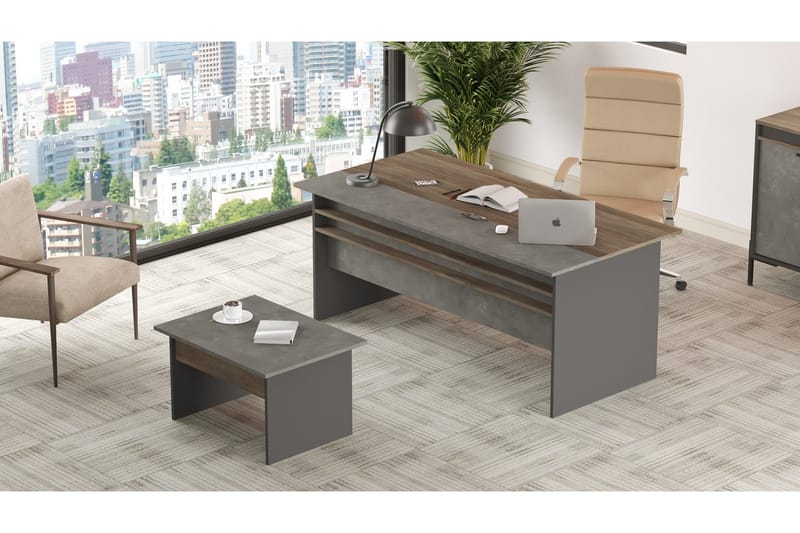 Desgrar Möbelset Kontor - Brun/Betonggrå/Antracit - Möbler - Möbelset - Möbelset för kontor