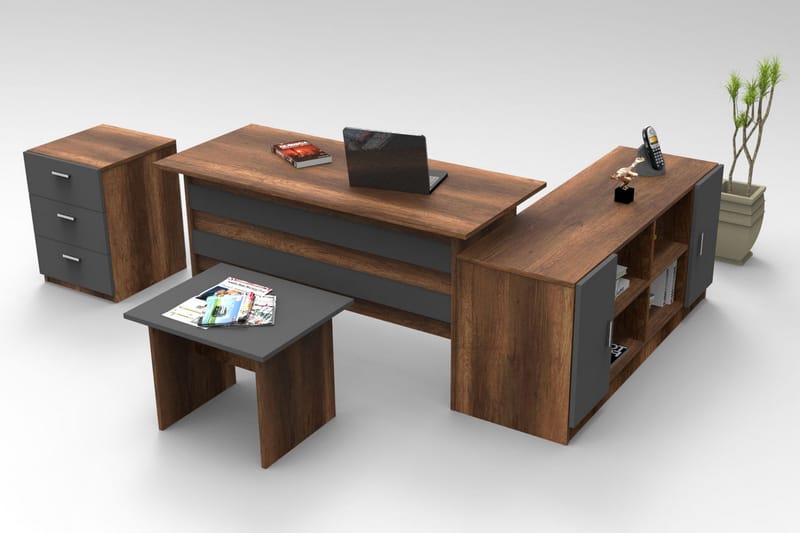 Valladbla Möbelset Kontor - Teak/Antracit - Möbler - Möbelset - Möbelset för kontor