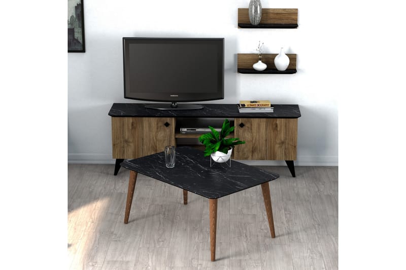 Aldeboarn Möbelset 36x139 cm - Valnöt/Svart - Möbler - Möbelset - Möbelset för vardagsrum