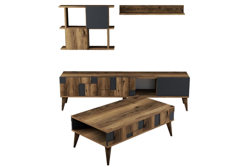 Alsacia Vardagsrumsmöbelset 180 cm - Mörkbrun/Antracit - Möbler - Möbelset - Möbelset för vardagsrum