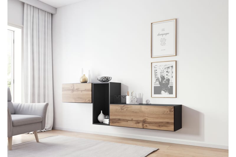 Rocosa 11 Möbelset för Vardagsrum - Antracit/Ekfärg - Möbler - Möbelset - Möbelset för vardagsrum