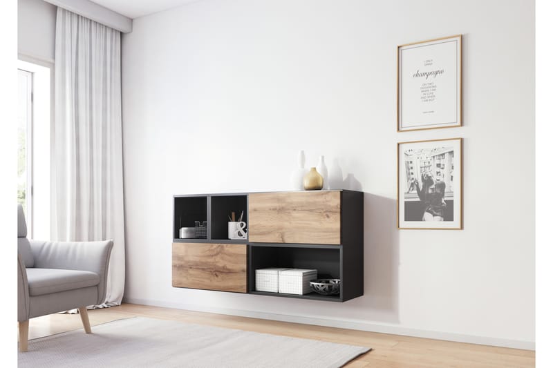 Rocosa 15 Möbelset för Vardagsrum - Antracit/Ekfärg - Möbler - Möbelset - Möbelset för vardagsrum