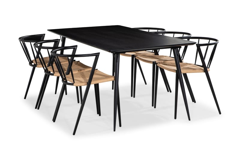 Lilo Matgrupp 180 cm med 6 Winston Matstolar - Svart - Möbler - Bord - Matbord & köksbord