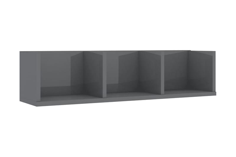 CD-hylla grå högglans 75x18x18 cm spånskiva - Grå - Möbler - Tv-möbler & mediamöbler - CD-hylla & DVD-hylla