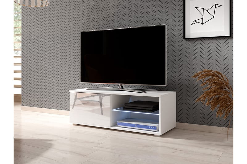 Adrianah Tv-bänk 36x40x100 cm Blå LED - Vit - Möbler - Tv-möbler & mediamöbler - TV-bänk & mediabänk