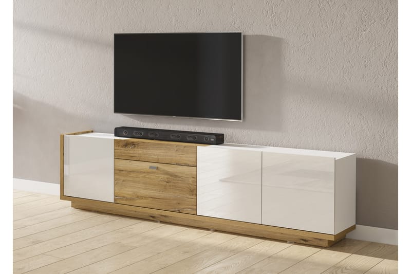 Arganda TV-bänk 220 cm - Vit/Natur - Möbler - Tv möbel & mediamöbel - TV bänk & mediabänk