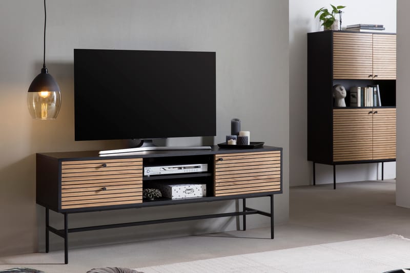 Birkbeck Tv-bänk 150x40 cm - Svart/Ekfaner - Möbler - Tv möbel & mediamöbel - TV bänk & mediabänk