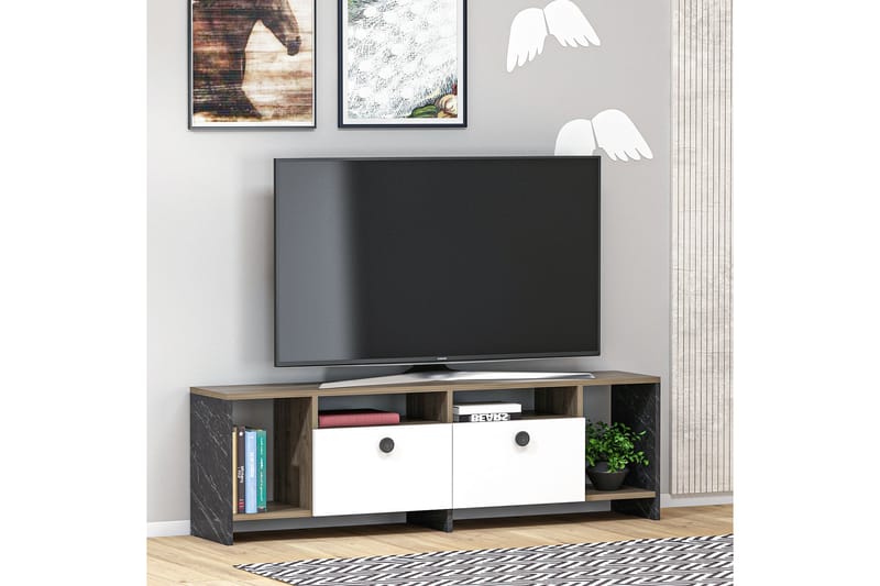 Brant Tv-bänk 150 cm - Valnöt/Svart/Vit - Möbler - Tv-möbler & mediamöbler - TV-bänk & mediabänk