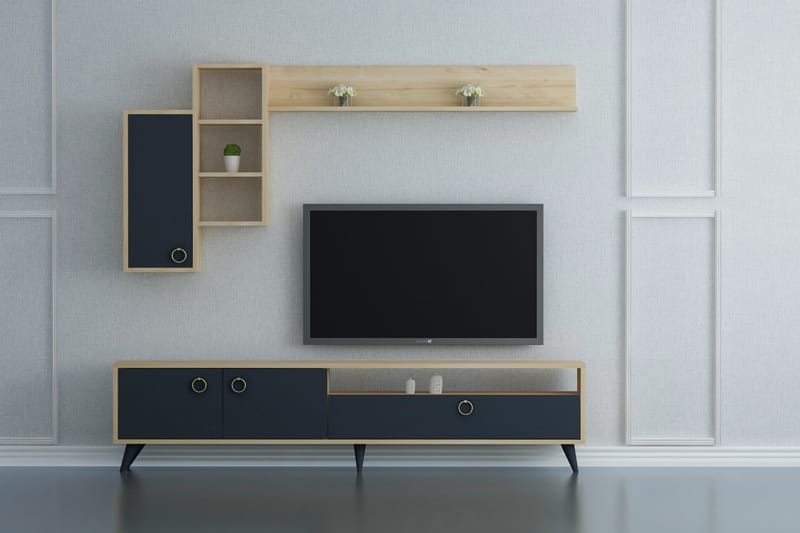 Chaudhri TV-bänk 180 cm - Ek|Antracit - Möbler - Tv möbel & mediamöbel - TV bänk & mediabänk
