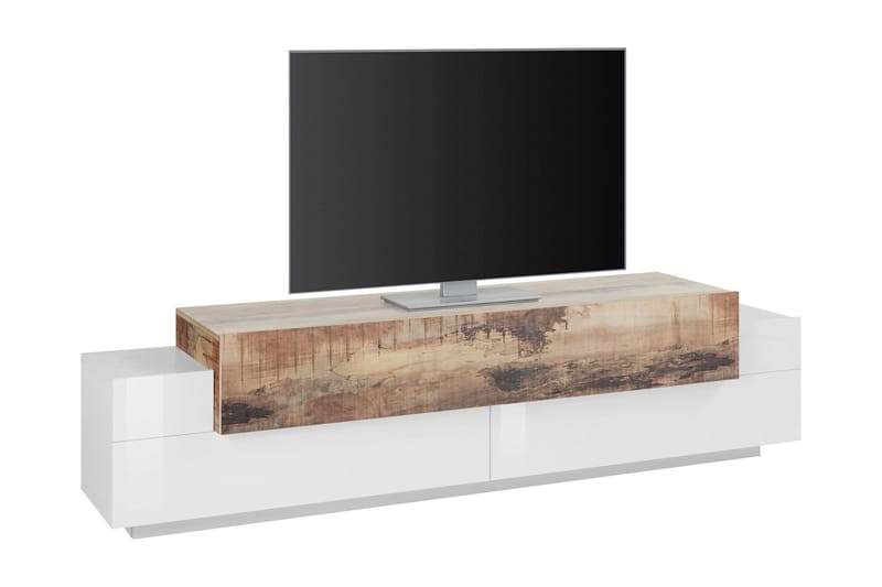 Coran Tv-bänk 200 cm - Vit/Natur/Lönnfärg - Möbler - Tv möbel & mediamöbel - TV bänk & mediabänk