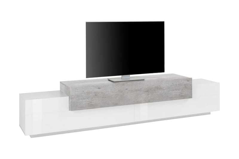 Coran Tv-bänk 240 cm - Vit/Betonggrå - Möbler - Tv möbel & mediamöbel - TV bänk & mediabänk