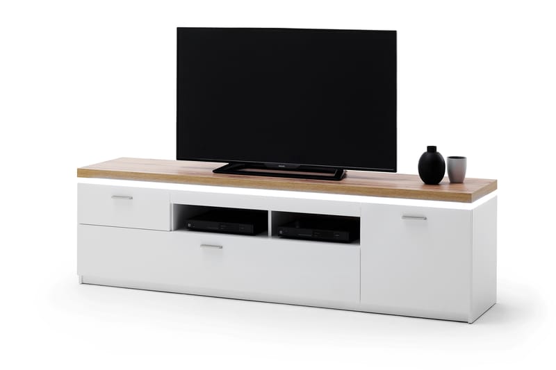Degaust TV-Bänk 195 cm - Vit/Ek - Möbler - Tv möbel & mediamöbel - TV bänk & mediabänk