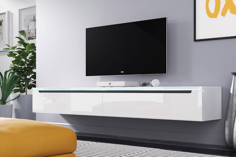 Duna TV-bänk 180x33x24 cm - Vit/Gul - Möbler - Tv möbel & mediamöbel - TV bänk & mediabänk