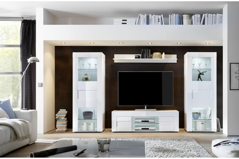 Easy TV-bänk 180 cm - Vit Högglanslack/Betong - Möbler - Tv möbel & mediamöbel - TV bänk & mediabänk