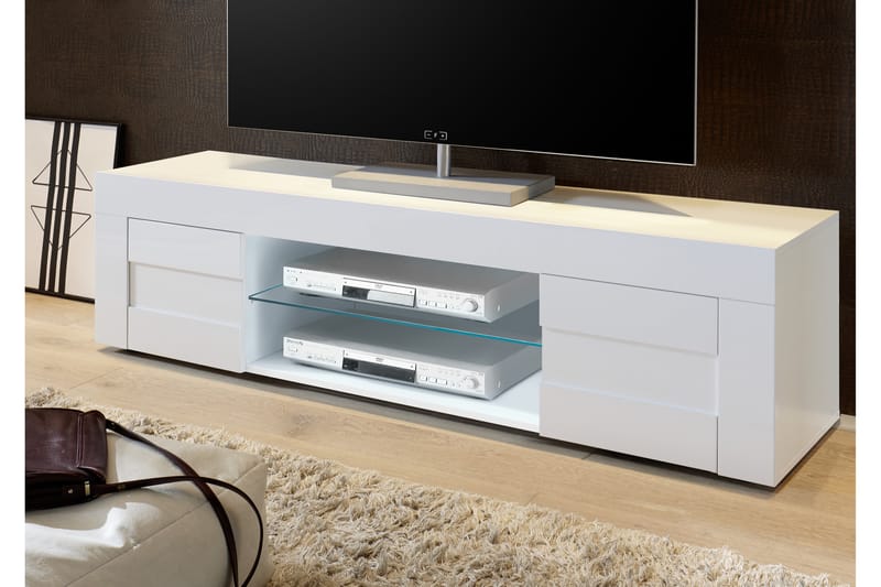 Easy TV-bänk - Vit Högglanslack/Betong - Möbler - Tv möbel & mediamöbel - TV bänk & mediabänk